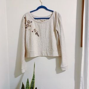 Anthro Love Sam beaded embellished sweater cropped